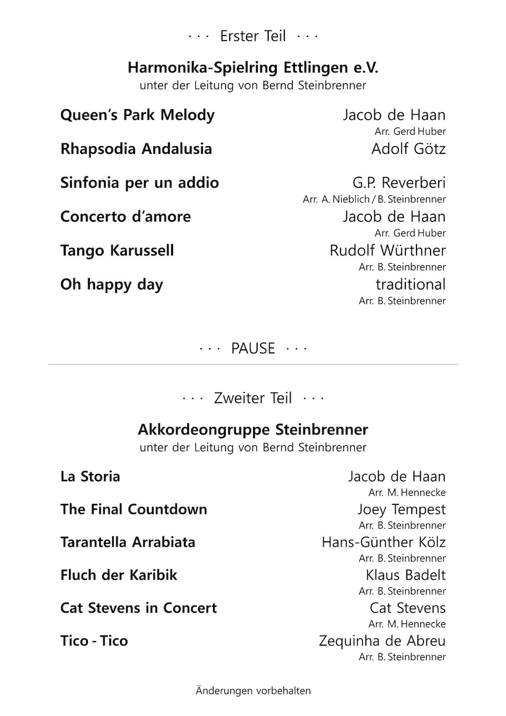 Konzertprogramm 2026